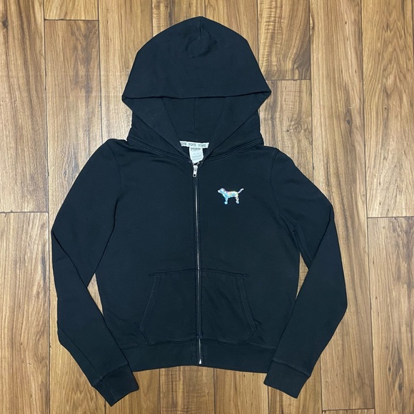 PINK VS VINTAGE IRIDESCENT MEGA BLING LOVE PINK 86 FULL ZIP HOODIE - Picture 4 of 5